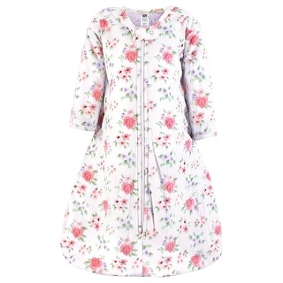 Hudson Baby Infant Girl Long Sleeve Plush Faux Fur Sleeping Bag, Wearable Blanket, Vintage Floral