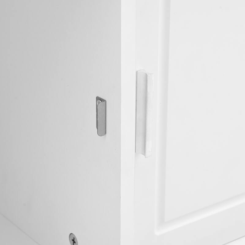 Hall Tree with Sliding Doors, Versatile Coat Rack with 6 Hooks & Handles, Mudroom Upholstered Bench Cabinet w/ Shoe Storag
