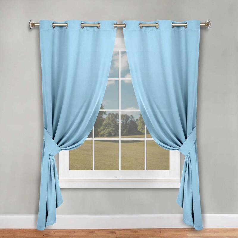 Superior Solid Machine Washable Room Darkening Blackout Curtains with Back Tabs, Set of 2