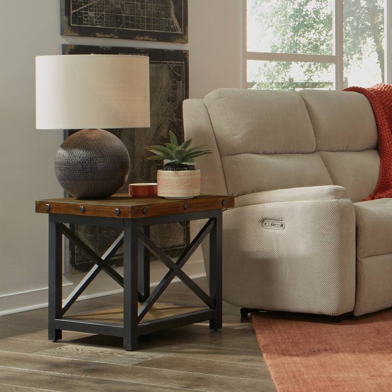 Homestyles Carpenter Brown Solid Acacia Wood End Table - Brown - Wood