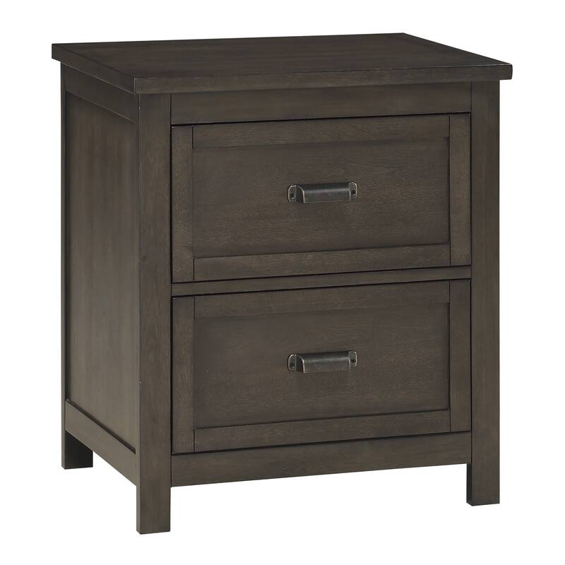 Bron Nightstand, 2 Drawers, Dark Cherry Brown Birch Veneer, 28 Inch