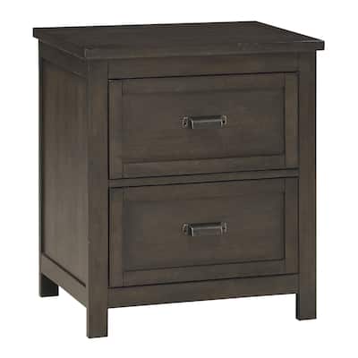Bron Nightstand, 2 Drawers, Dark Cherry Brown Birch Veneer, 28 Inch