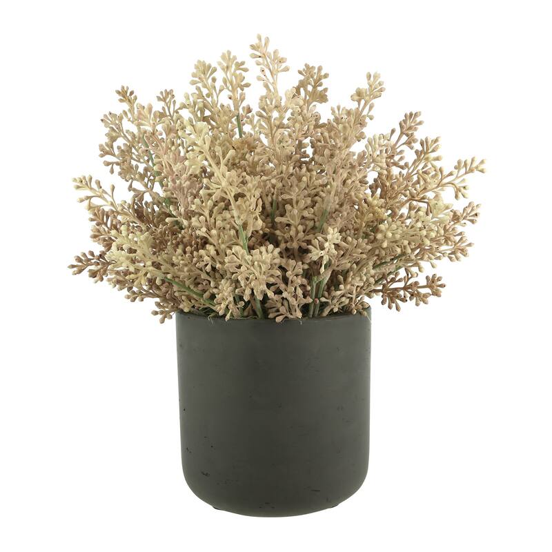 Seeded Eucalyptus Arranged in a Fiberstone Pot - Pink, Black