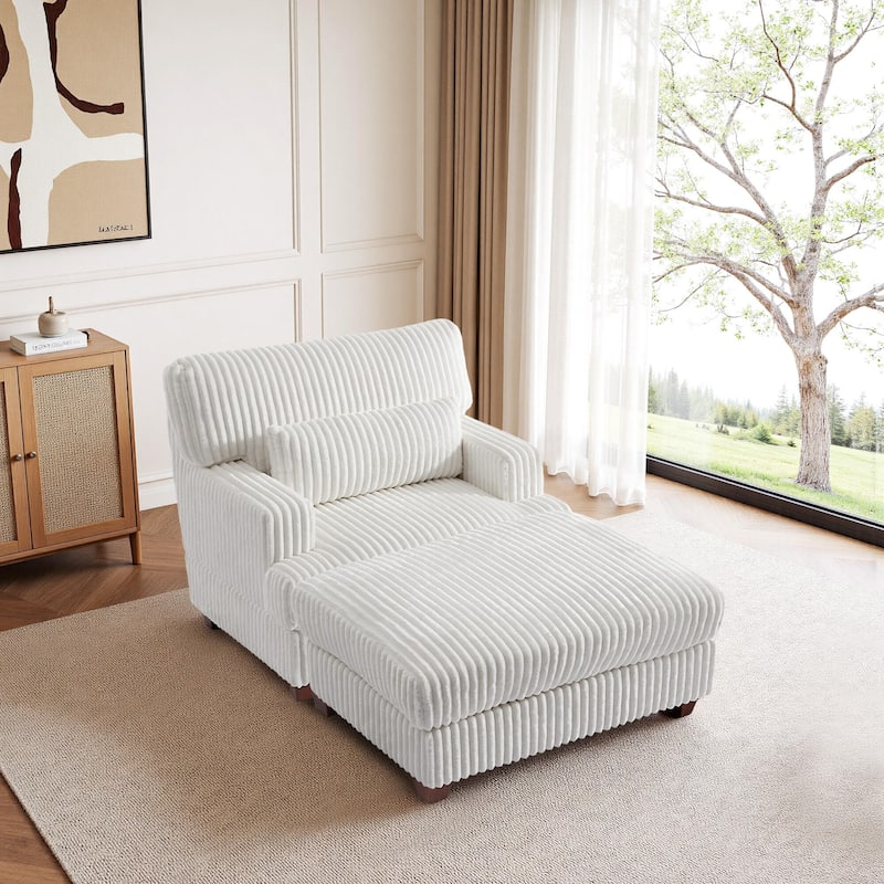 Oversized Chaise Longue Accent Chair with Ottoman