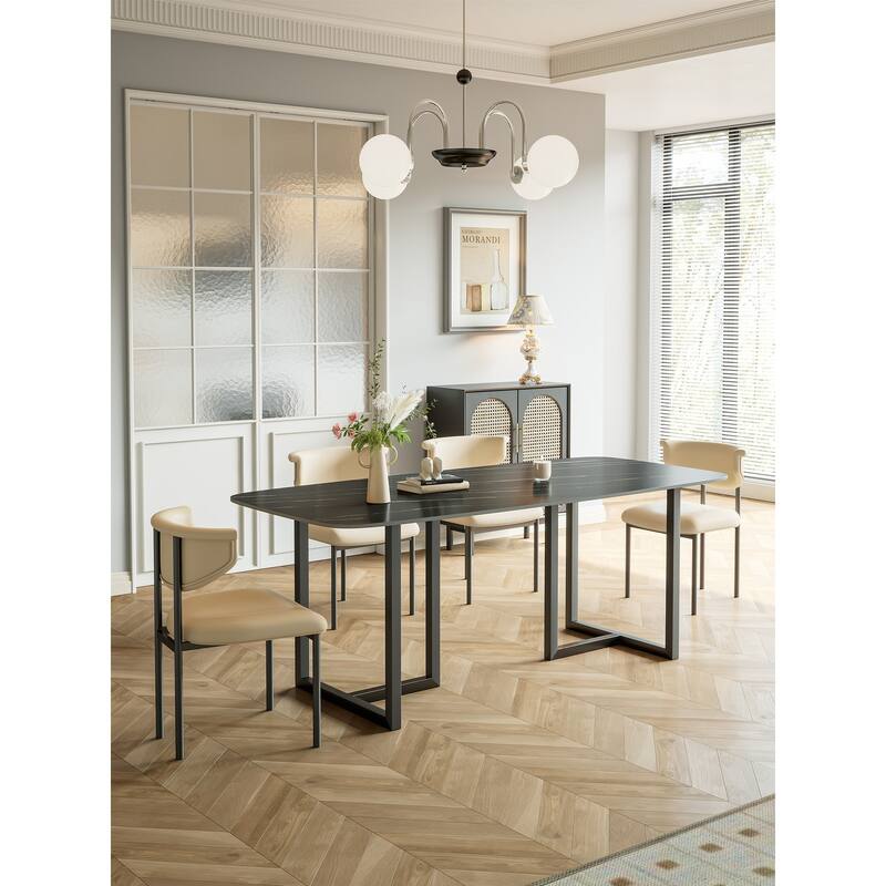 Lesly Modern Rectangle Black 55.11 in. Dining Table(4 Seats) - 55.11"D×31.49"W×29.52"H