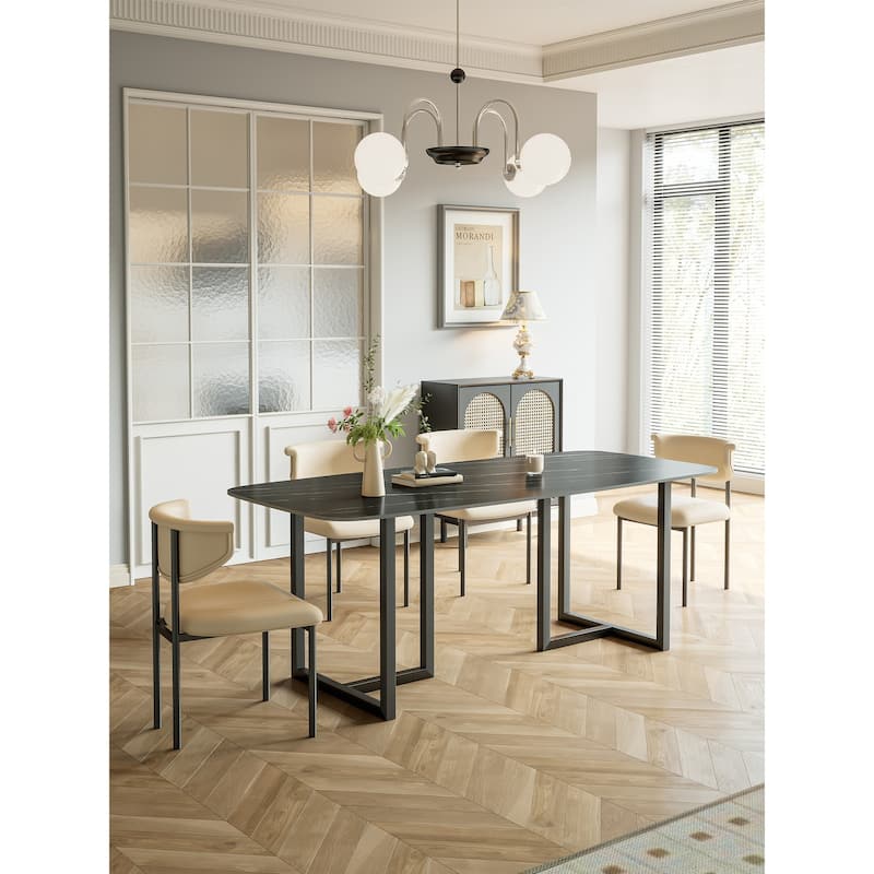 Lesly Modern Rectangle Black 70.86in. Dining Table(8 Seats) - 70.86"D×35.43"W×29.52"H