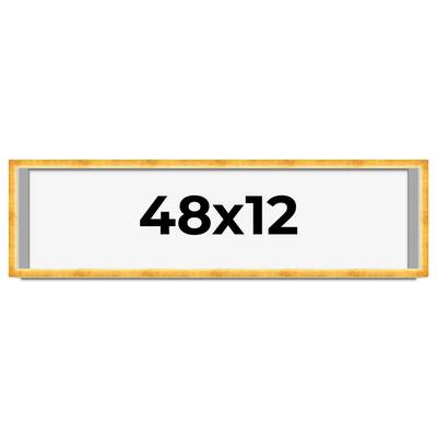 48x12 Shadow Box Frame Gold | 1.625 Inches Deep Real Wood Traditional