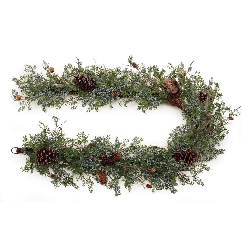 Mixed Juniper and Pinecone Garland 6'L