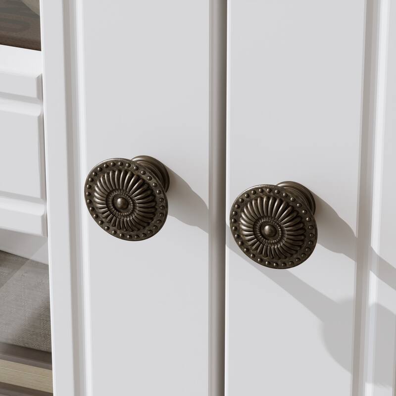 Glass Door Display Cabinet with Storage DrawersBookcase with Wooden Legs