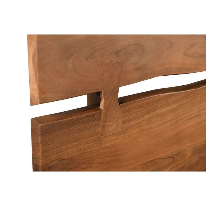 HomeRoots Brown Live Edge Bow Joint Solid Wood King Bed Frame