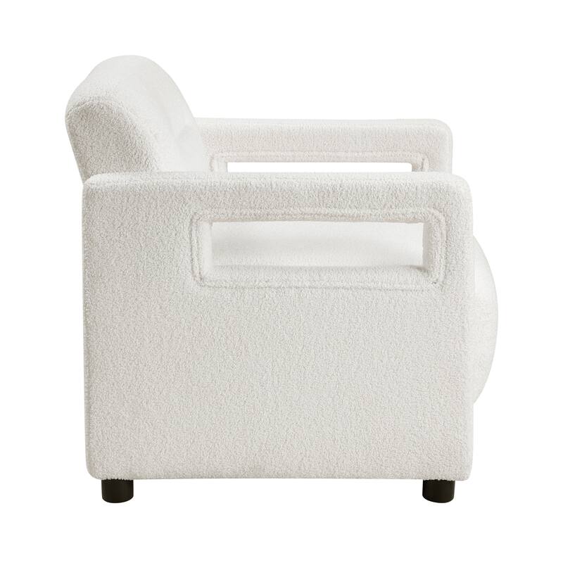 June 30" Boucle Fabric Accent Chair - Attached Cushions