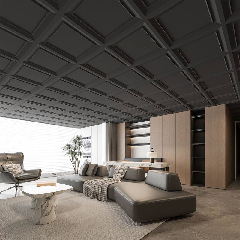 Art3d 23.82''x23.82'' Drop In Ceiling Tiles,PVC Wall Panels,Fire Rated,Waterproof,12-Pack,Cover 48 Sq.Ft