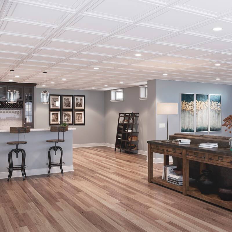 Genesis Icon Coffer White 2 x 2 ft. Lay-in Ceiling Tiles
