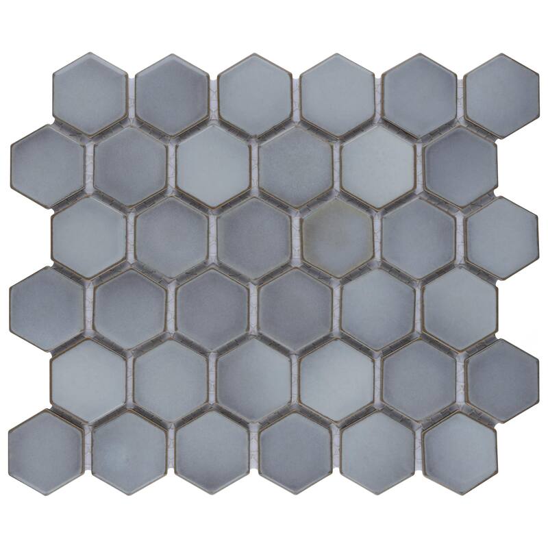 Merola Tile Hudson Due 2" Hex Grey Eye 10-7/8" x 12-5/8" Porcelain Mosaic Floor and Wall Tile