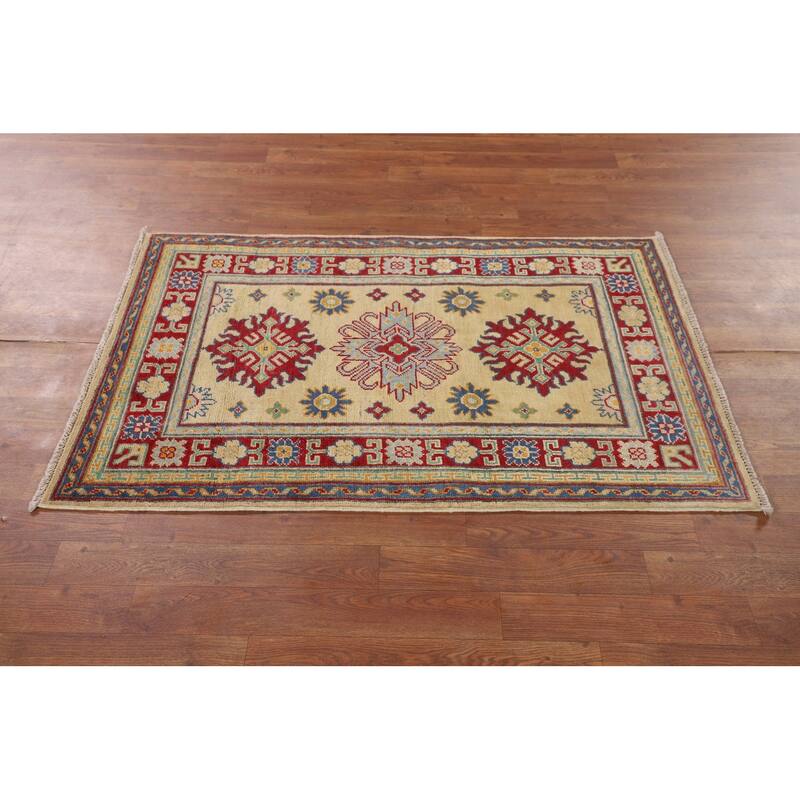 Yellow Kazak Oriental Accent Rug Handmade Wool Carpet - 2'9" x 4'3"