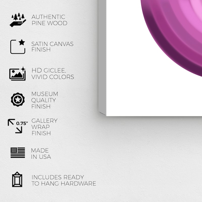 Wynwood Studio Abstract Corey Paige - Ombre Pink Circle Print and Pastel Purple Modern & Contemporary Wall Art Canvas Print