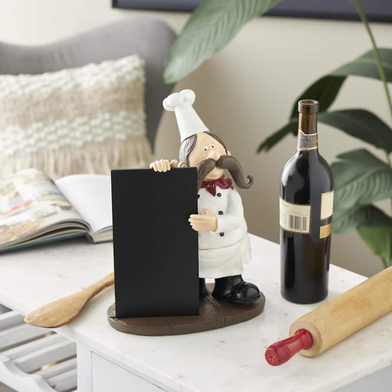 Polystone Chef Decorative Sculpture with Chalkboard - Black - Roche River Decor