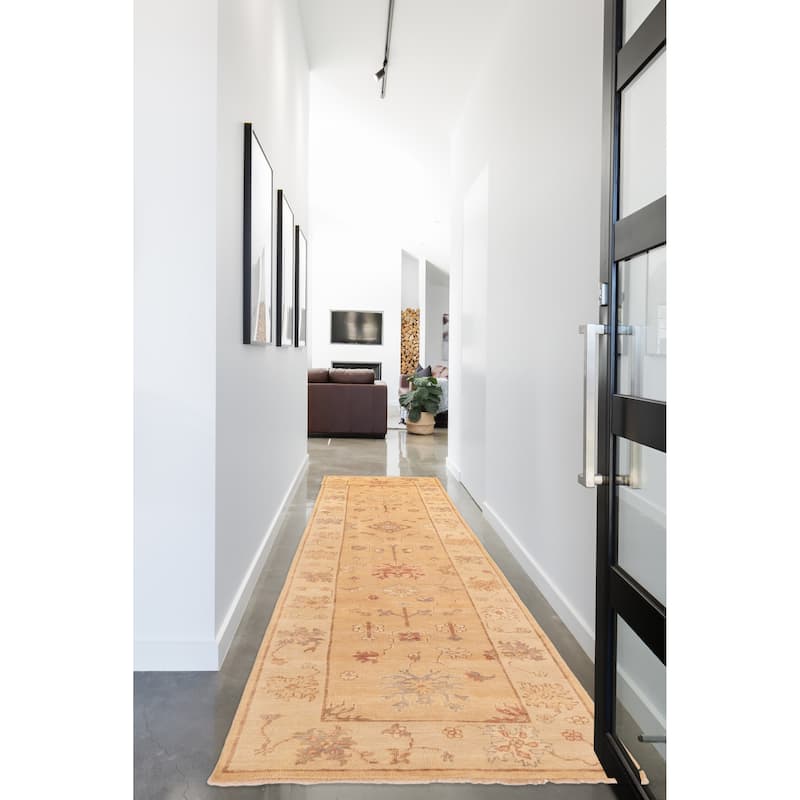 ECARPETGALLERY Hand-knotted Peshawar Oushak Light Copper Wool Rug - 3'7 x 22'6