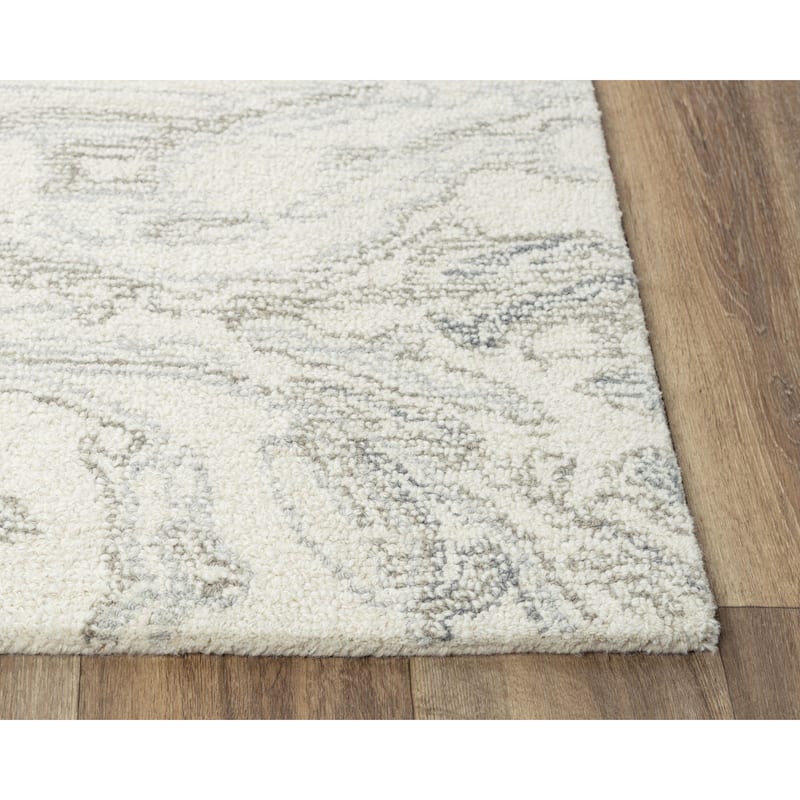 Alora Decor Peace Neutral Ivory and Grey Marbled Hand-tufted Wool Rug