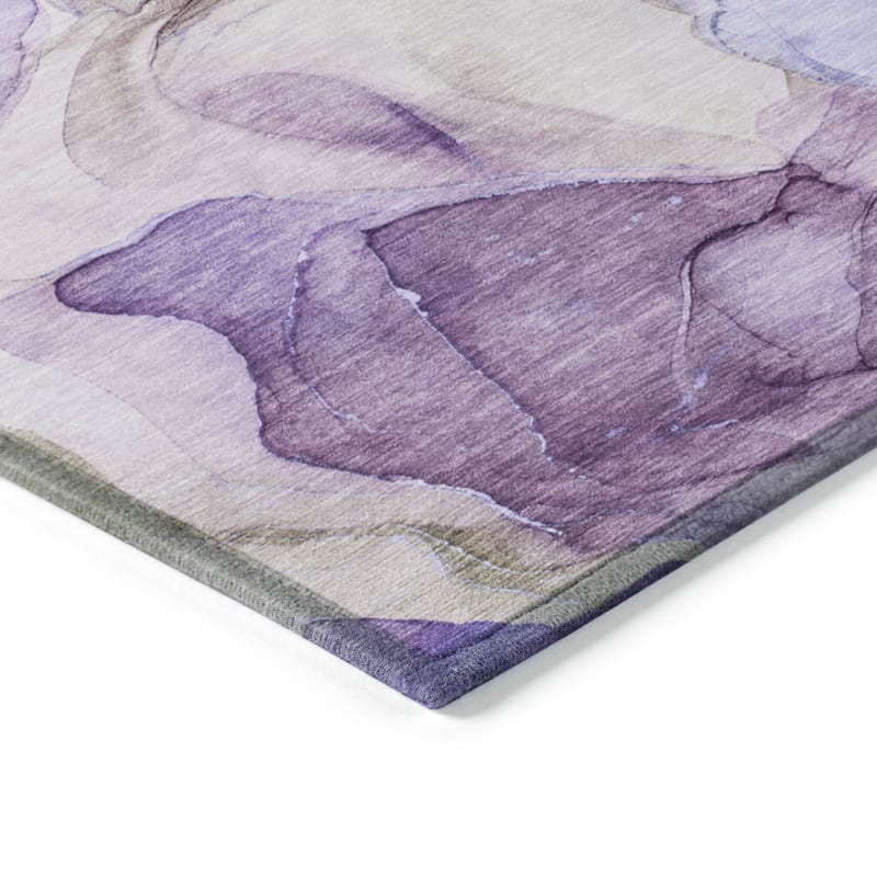 Machine Washable Indoor/ Outdoor Chantille Watercolor Purple Rug