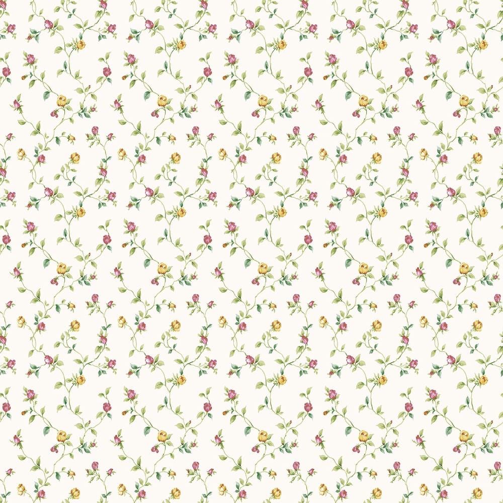 Galerie Wallcoverings Miniatures 3 Rose Bud Trellis Vine Design Vinyl on Non-woven Matte Wallpaper Roll
