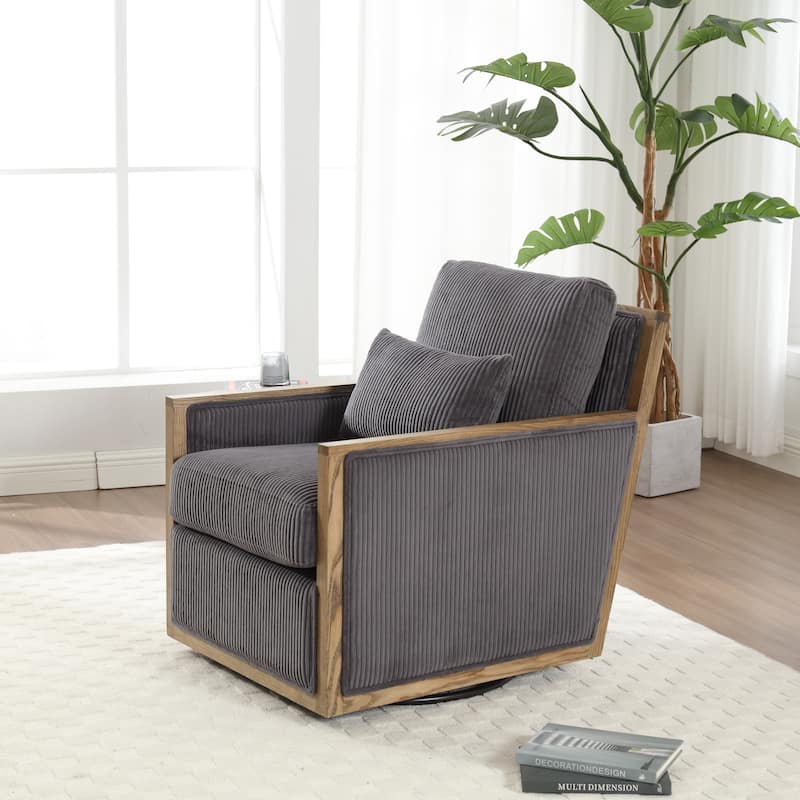Corduroy Swivel Barrel Chair,Comfy Accent Sofa Chair for Living Room,360 Degree Swivel Barrel Club Chair