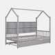 preview thumbnail 33 of 54, Wooden Twin Size House Bed with Trundle,Kids Bed with Shelf