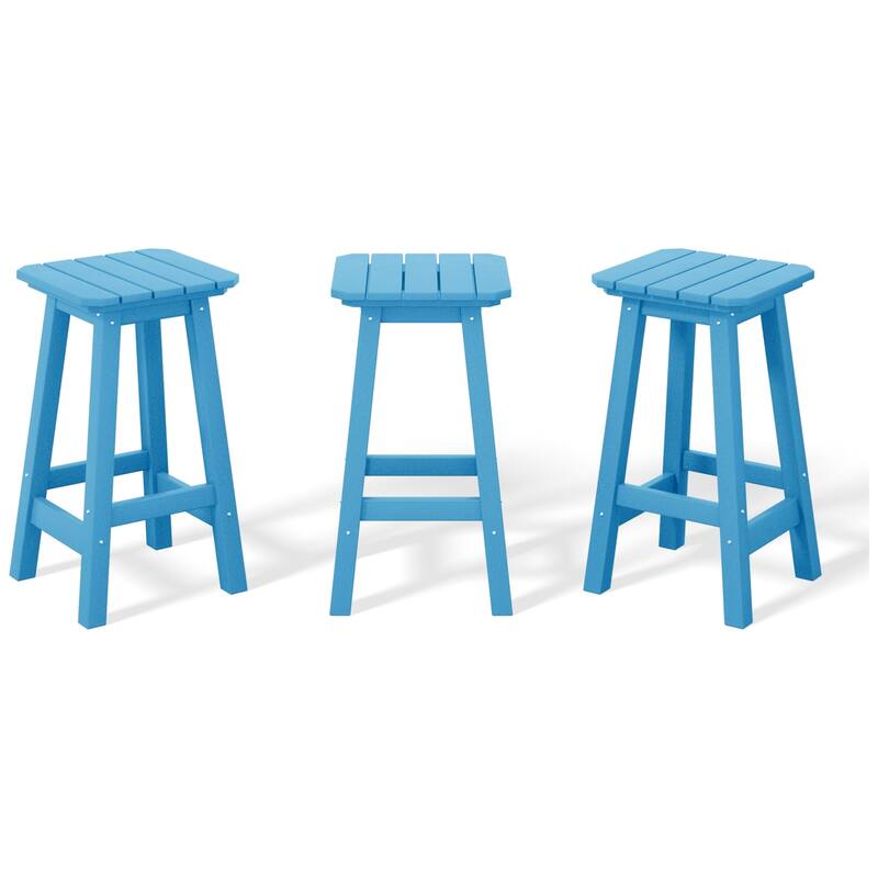 Laguna Hdpe All Weather Outdoor Patio 24" Square Counter Stool (Set Of 3)