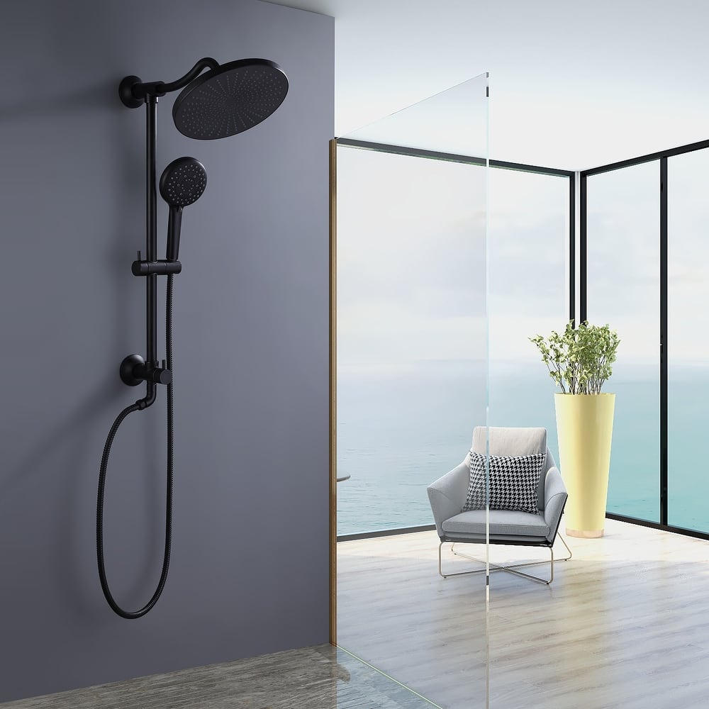 Modland 5-Spray Shower System - 10" Rainfall, Pressure Balance Valve, Matte Black/Gold/Nickel