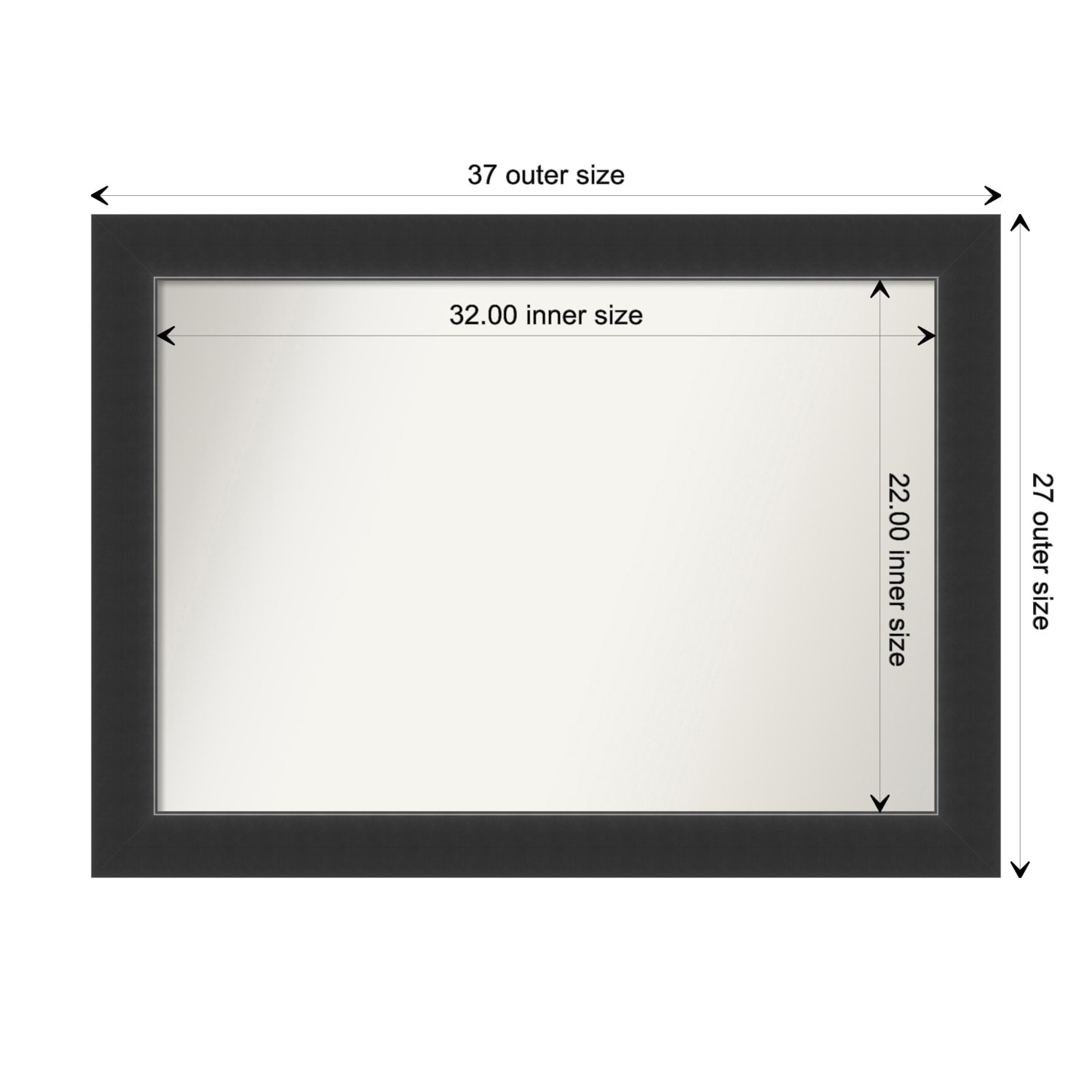 Corvino Black Framed Non-Beveled Custom Wall Mirror, Bathroom Vanity Mirror