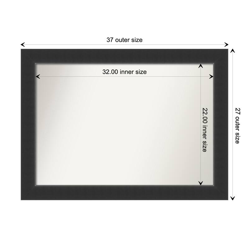 Corvino Black Framed Non-Beveled Custom Wall Mirror, Bathroom Vanity Mirror - Outer Size: 37 x 27