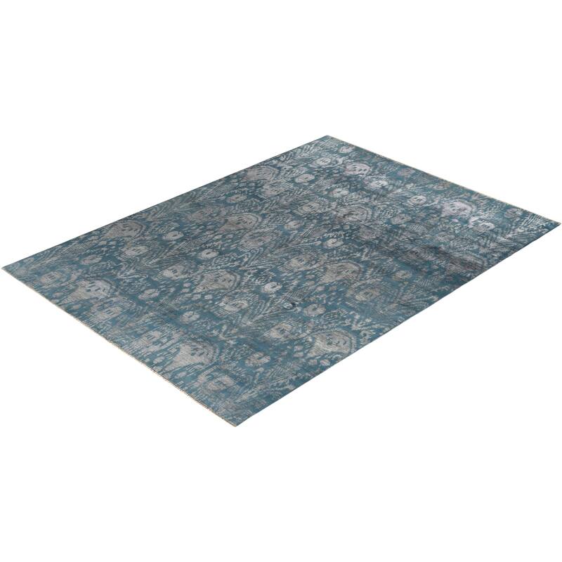 Ikat One-of-a-Kind Hand-Knotted Area Rug - Gray, 8' 10" x 12' 3" - 8' 10" x 12' 3"