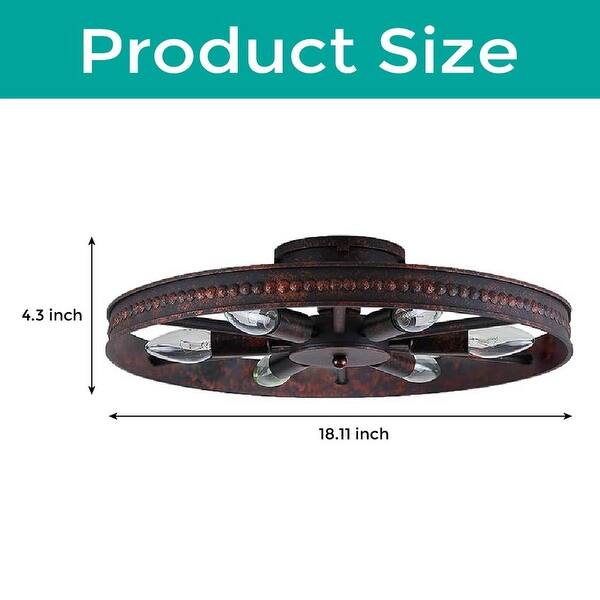 6 Light kitchen lights red rust ceiling lights metal fixture lights ...