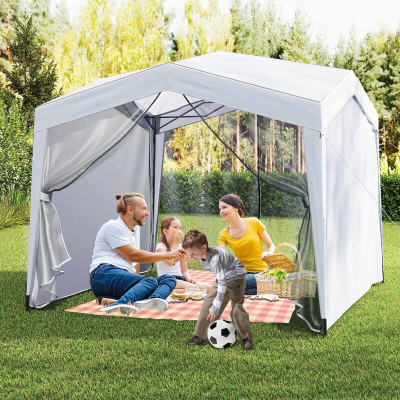 Costway 10 X 10 FT Pop up Canopy Tent with 4 Sidewalls Mesh Netting - See Details