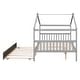 preview thumbnail 18 of 34, Full Size Wooden House Bed with Twin Size Trundle Bed Frame for Kids, Teens, Girls, Boys No Box Spring Needed, Easy Assembly