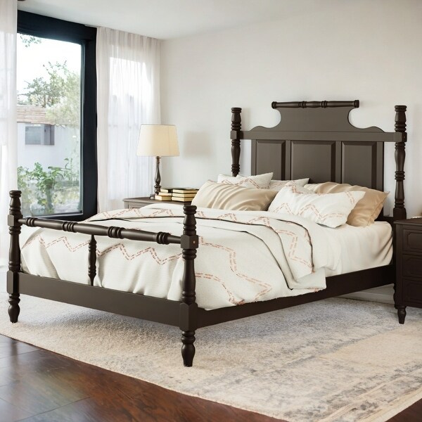 Retro Country King Four Poster Bed with Crown-Shape Headboard