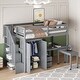preview thumbnail 98 of 112, Space-Saving Wood Loft Bed with Storage Stairs & Wardrobe, Multifunctional Furniture Bed Frame with Desk & Drawers