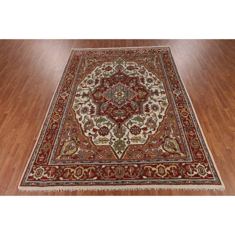 Heriz Serapi Indian Area Rug Handmade Wool Carpet - 7'9" x 10'2"