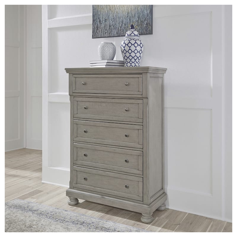 Signature Design by Ashley Canterbury Burnished Grey Five Drawer Chest - Gray - 5-drawer
