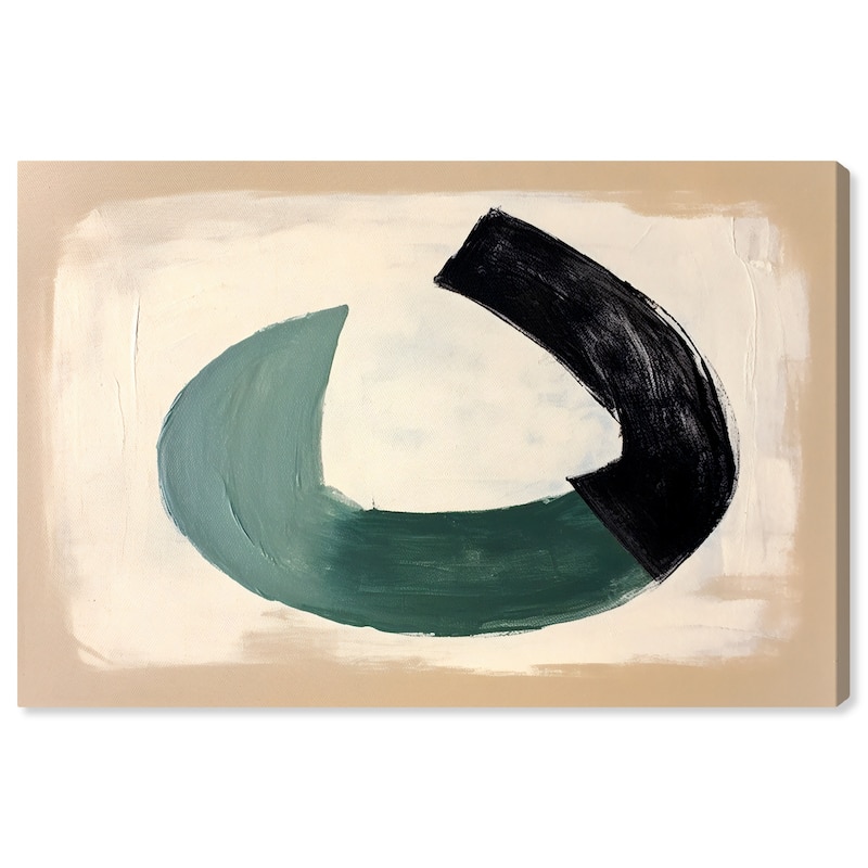 Wynwood Studio Canvas Abstract Horseshoe Shape Green and Dark Green Modern & Contemporary Wall Art Canvas Print