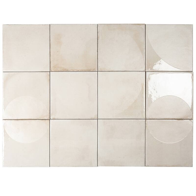 Cadence 8x8 Warm Ivory Porcelain Square Motif Wall and Floor Tile (12.49 sq ft/case) - 29 Pack