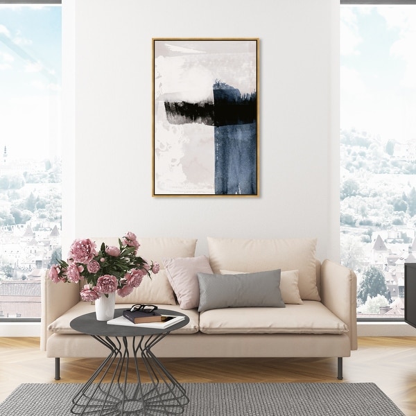 Oliver Gal 'Bliss' Abstract Wall Art Framed Canvas Print Paint - Blue, White. Opens flyout.