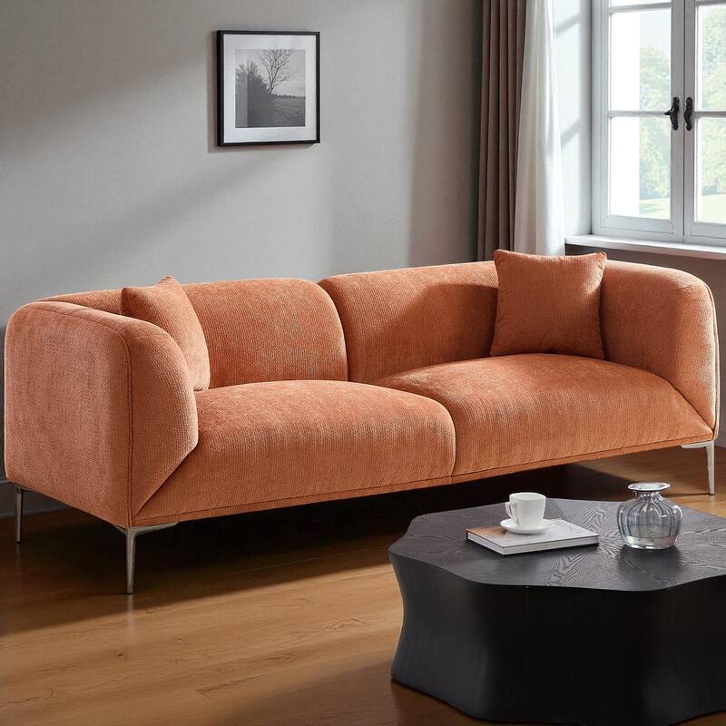 82.6" Modern Curved Boucle Sofa, Thick Cushions & Solid Wood Frame, Cozy Living Room Couch for Reading & Movie Nights