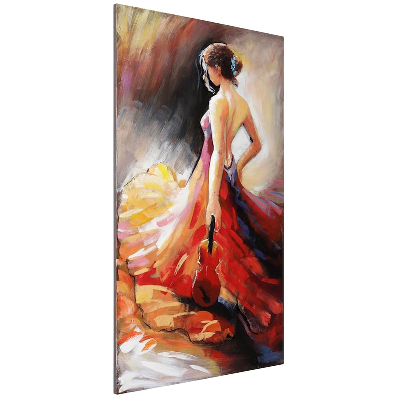 "Flamenco" Women in Beautiful Dress Mixed Media Iron Hand Painted Dimensional Wall Art