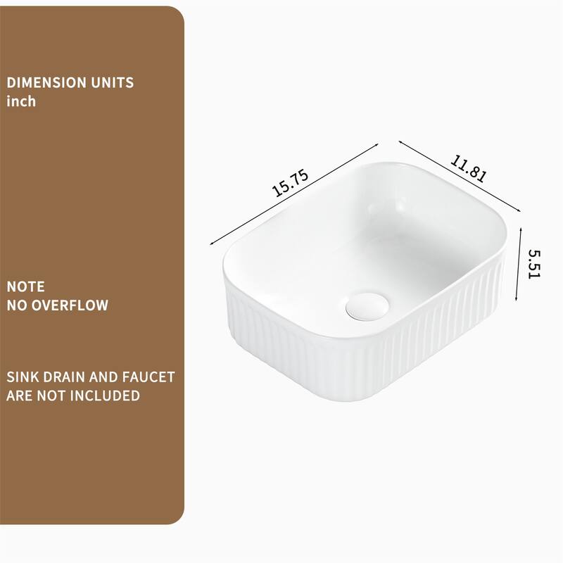 White Stone Resin Rectangular Vessel Sink