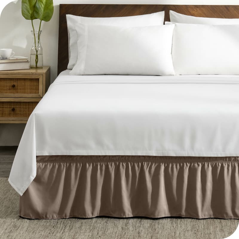 Bare Home Adjustable Wrap Around Bed Skirt - Full - Taupe