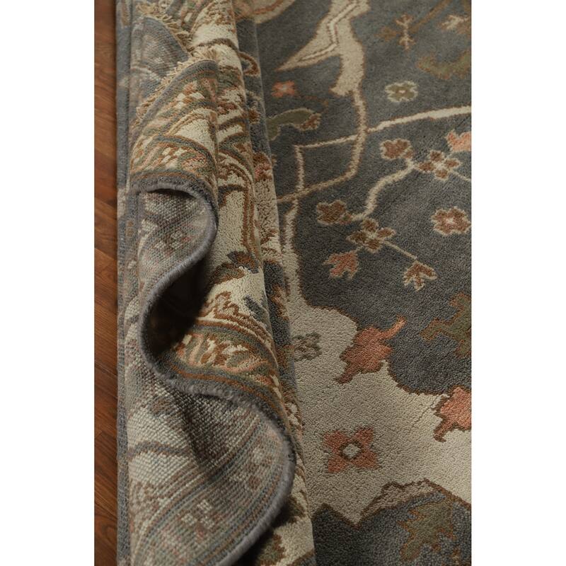 Gray Oushak Indian Area Rug Hand-Knotted Wool Carpet - 8'2" x 9'8"