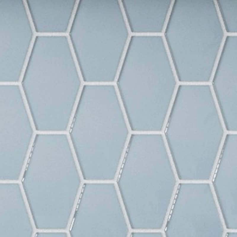Cruz Bay Studio MKT2871 Long Hex - 11" x 11" Geometric Wall Tile - - Aqua Blue Gloss