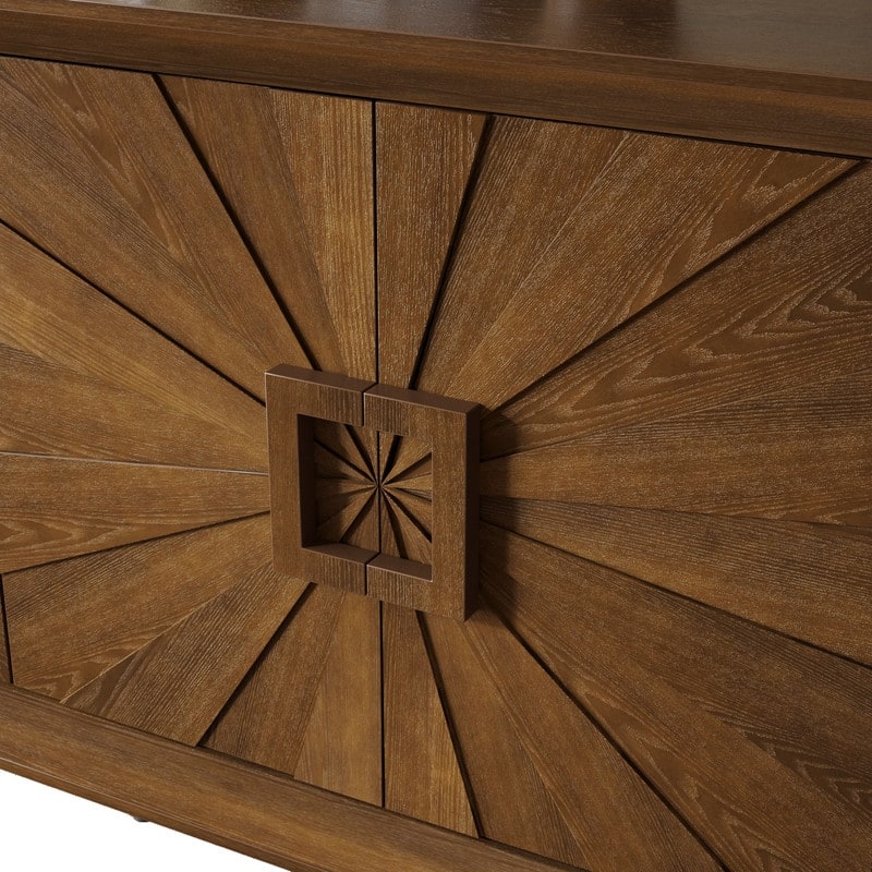 Rustic Farmhouse 59.8" Credenza, Durable Antique Wood Storage Unit for Living Room or Kitchen Use