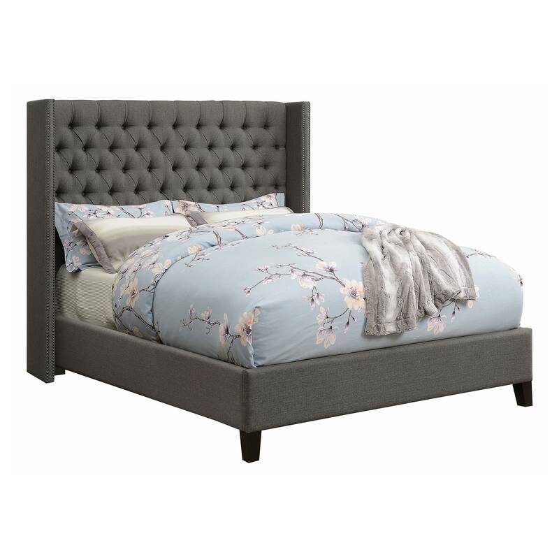Bancroft Transitional Fabric Upholstered Wingback Bed